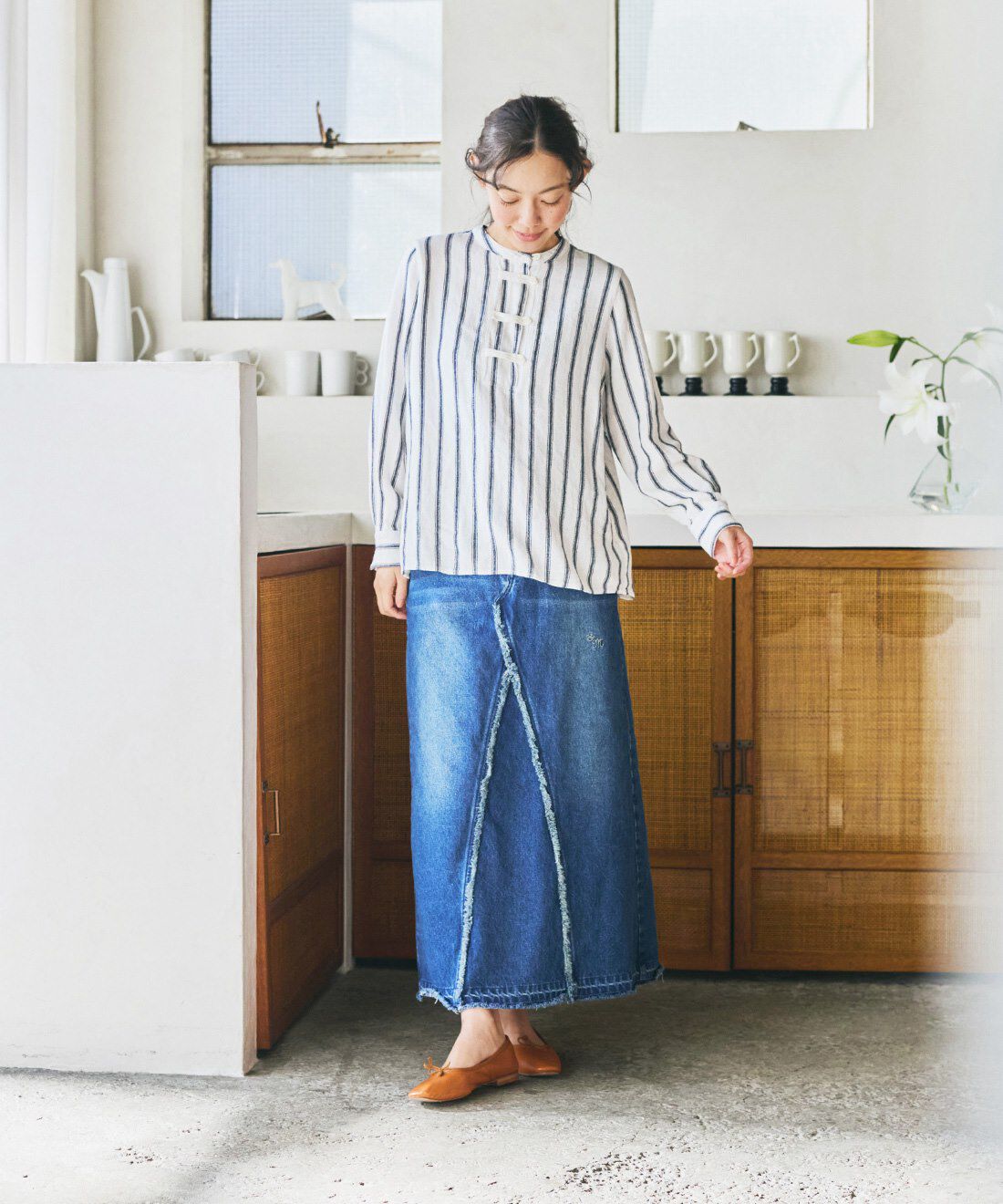 and myera|キッチンクロスみたいなブラウスのコーディネート