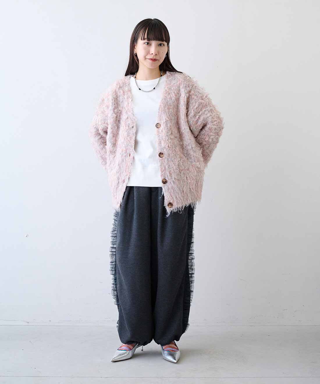 MEDE19F|MEDE19F　吸湿発熱コットン裏起毛トップスの会|モデル身長：158cm　着用サイズ：M
