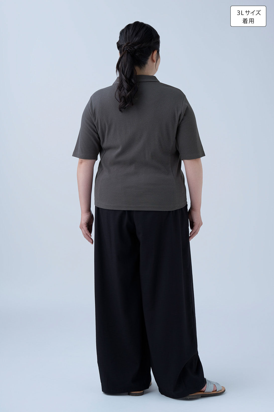 MEDE19F|ベルト付きバギーパンツのコーディネート|身長：160cm バスト：113cm ウエスト：90cm ヒップ：115cm 太ももまわり：63cm