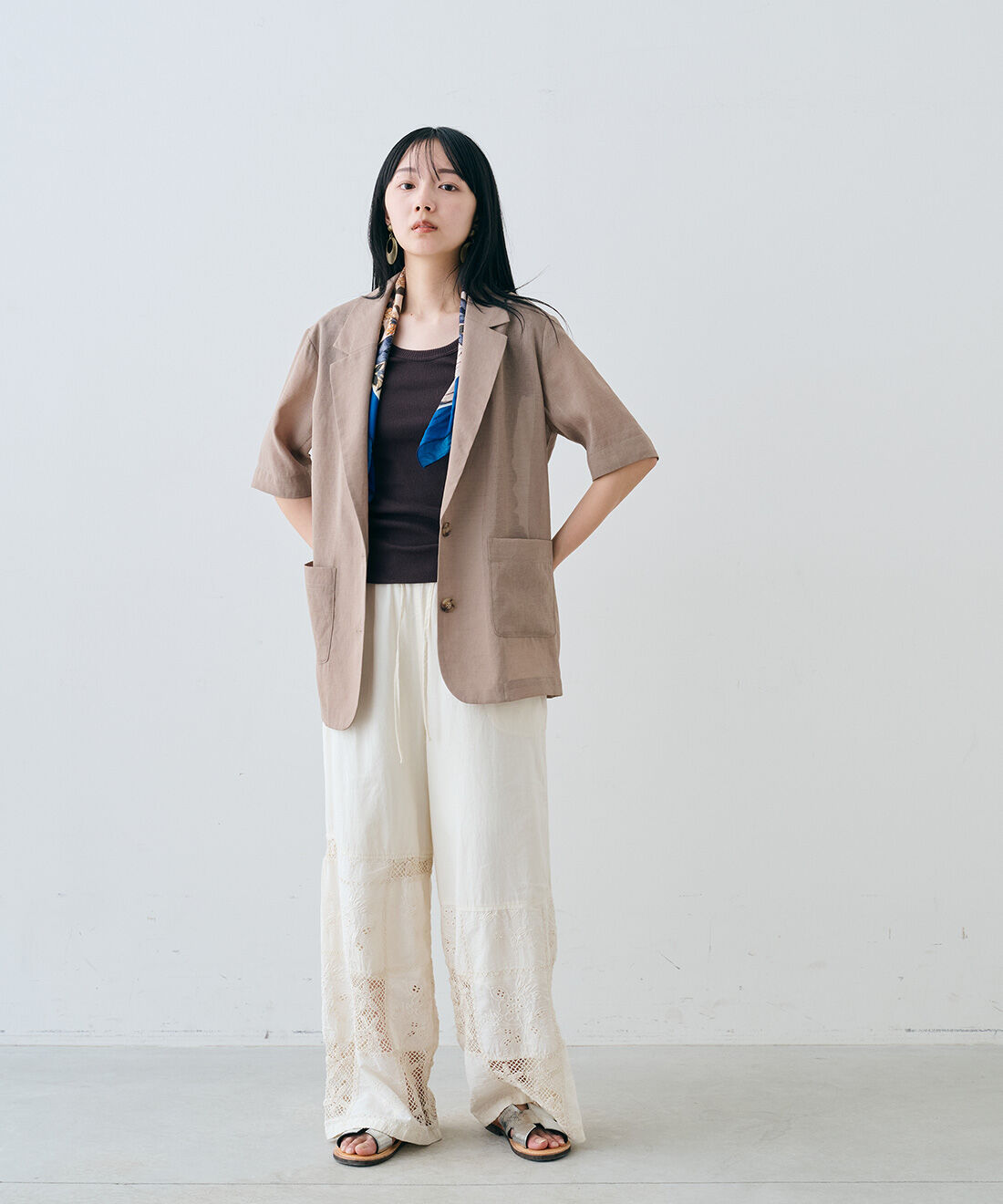 MEDE19F|MEDE19F　〈MADE IN INDIA COLLECTION〉刺繍遣いのパッチワークレースパンツ〈アイボリー〉