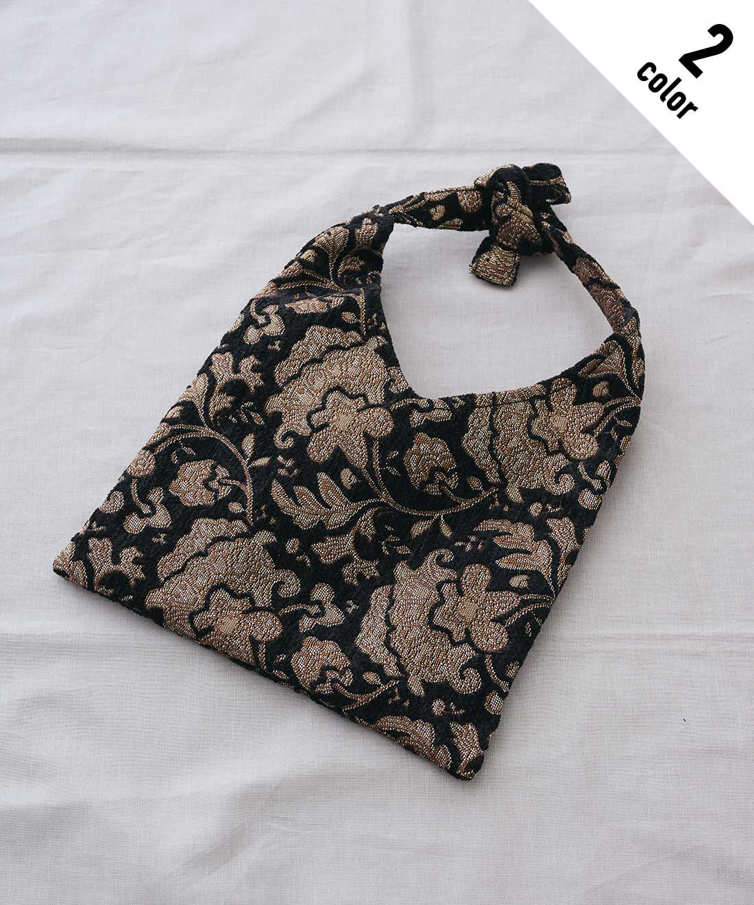 フェリシモファッションニュース|The Bagmati(バグマティ) ジャカード織り ﾐﾆトートバッグ【WEB LIMITED ITEMS】|2.J004 BLACK/GOLD