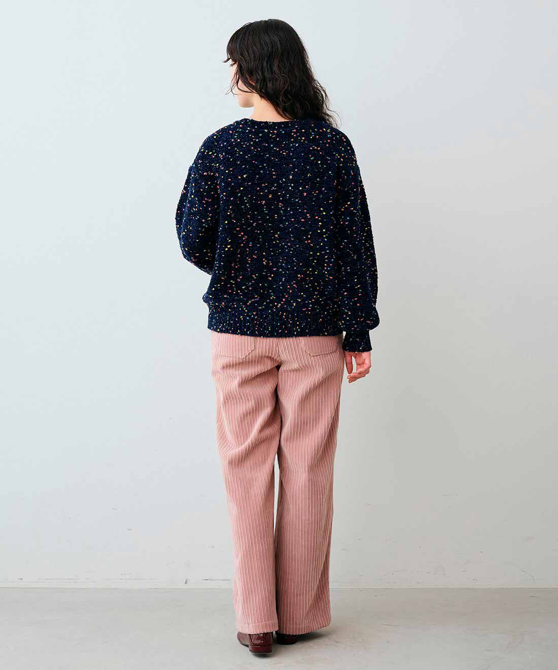 Live in  comfort|リブ イン コンフォート つぶつぶネップが彩る カラフルモールニットトップス|モデル身長：163cm　着用サイズ：M