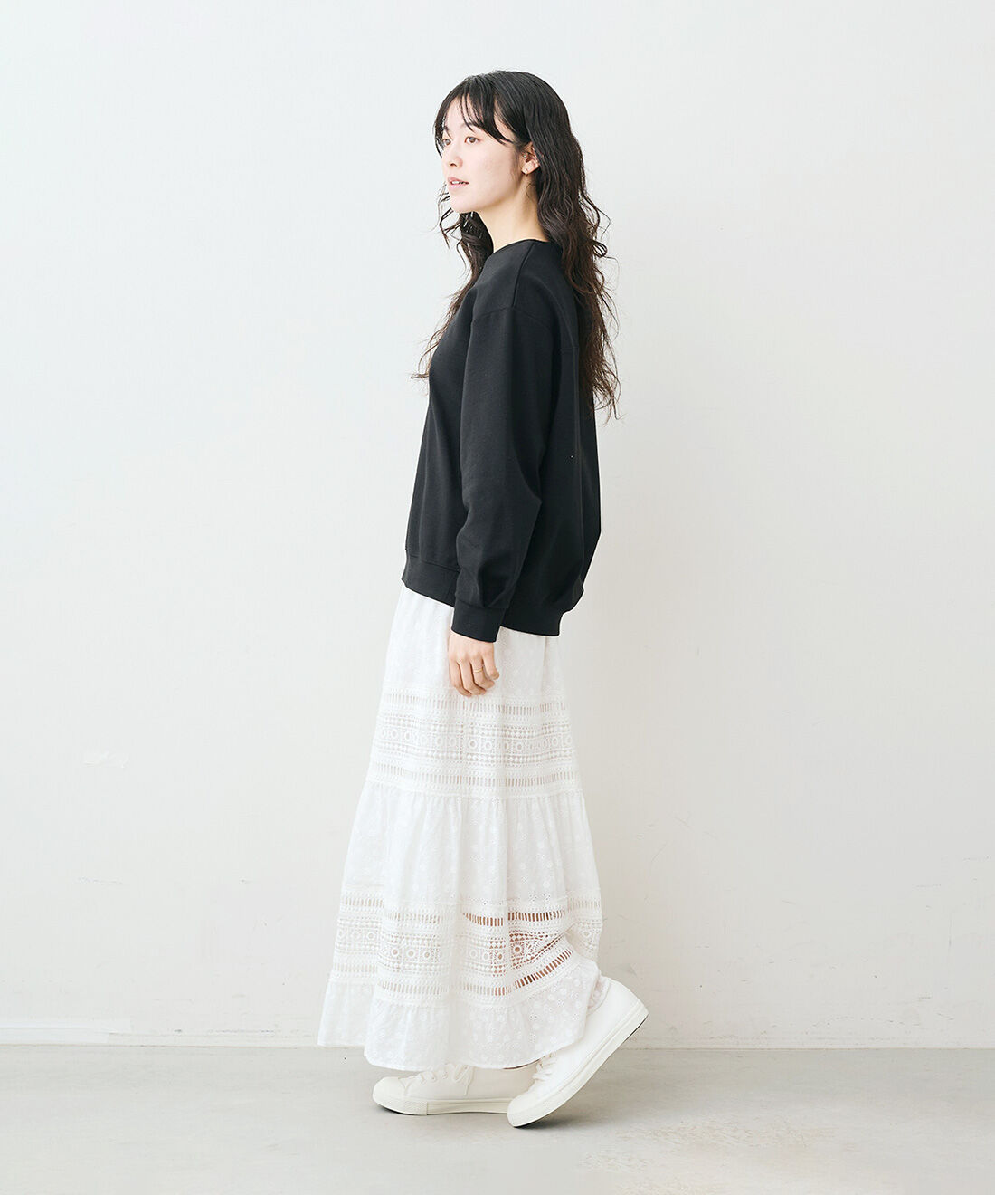 Live in  comfort|リブ イン コンフォート　くぼっち★とコラボ 長く愛せる大人の豪華レーススカート〈ホワイト〉