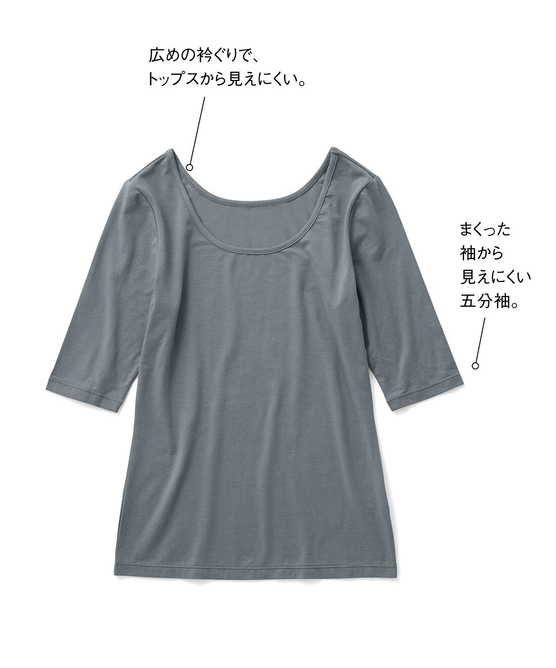 flufeel|トップスから見えにくい わき汗対策 綿混5分袖インナーの会